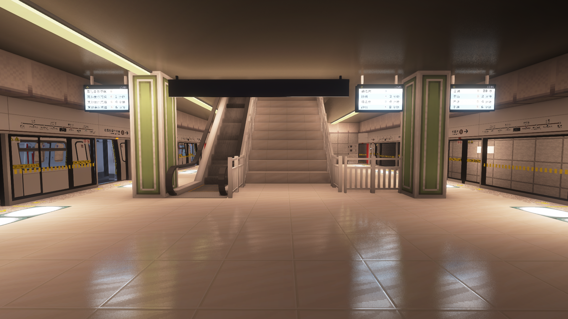 改造后的心夏线站台和雪菲缓行线换乘通道